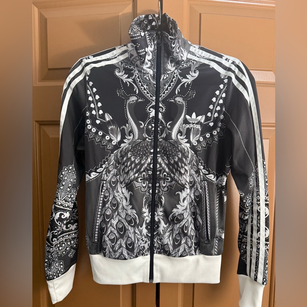 adidas Black & White Firebird Paveo Peacock Track Jacket-NWOT